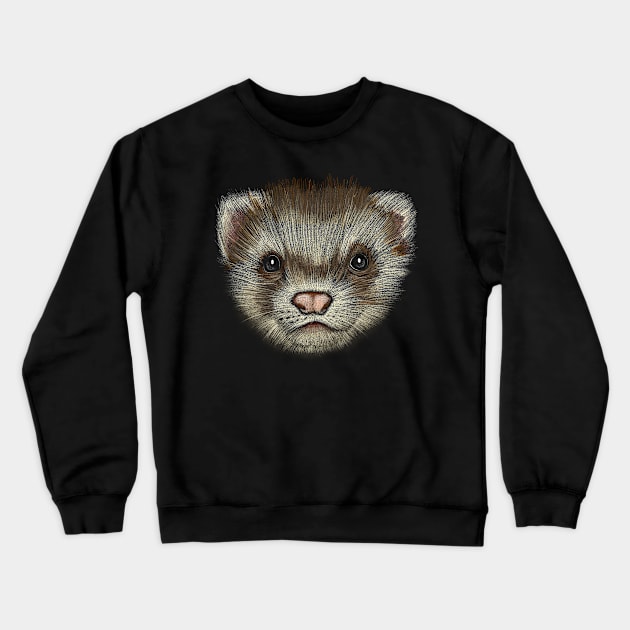 Realistic portrait of a ferret best gift for ferret lovers Crewneck Sweatshirt by AbirAbd